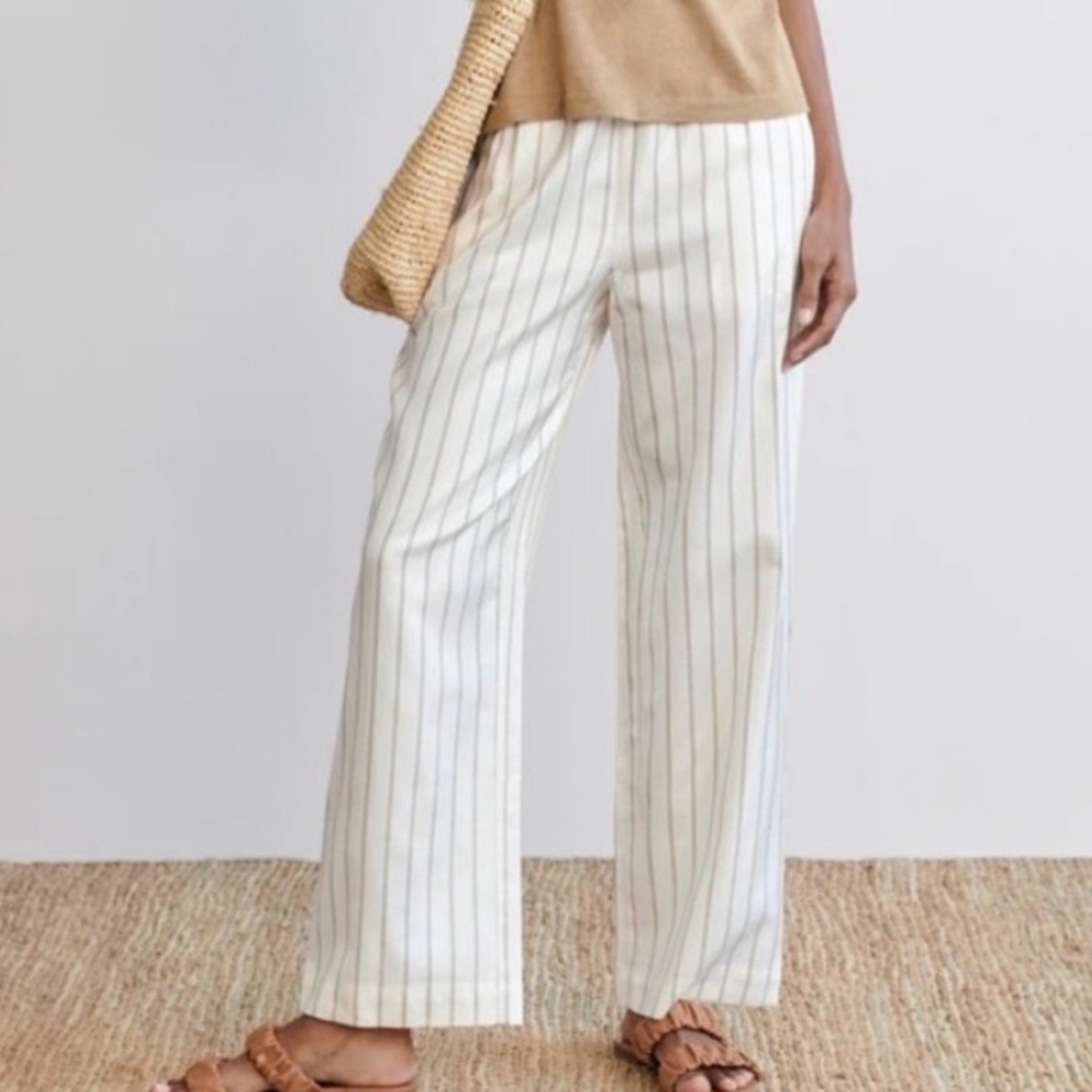Jenni Kayne Bianca Striped Straight Leg Pant in Honey Stripe Size Medium